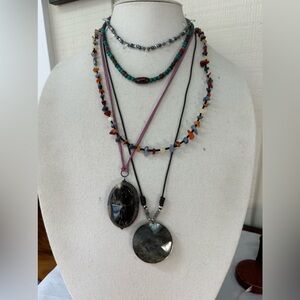 Large group of 13 boho hippie chic necklaces
